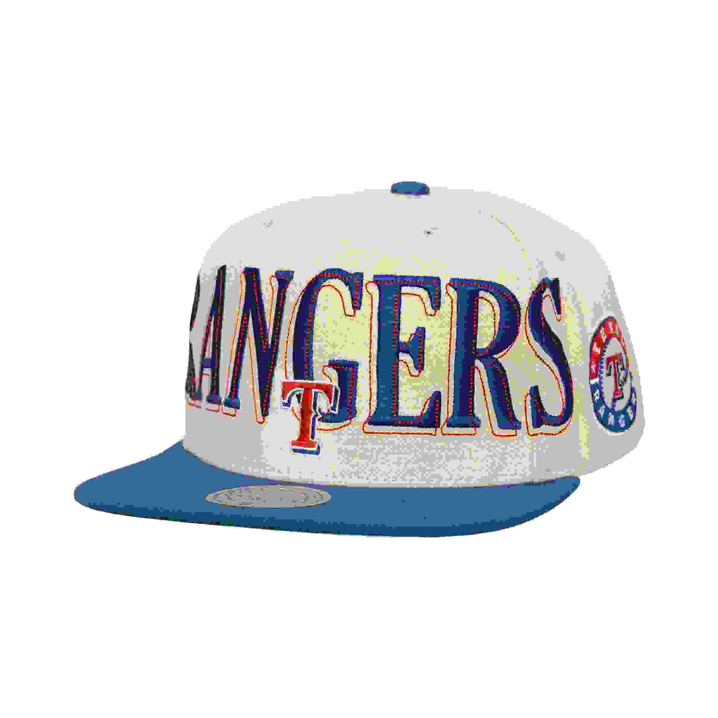 Mitchell & Ness Texas Rangers Across Board Cream Snapback Hat